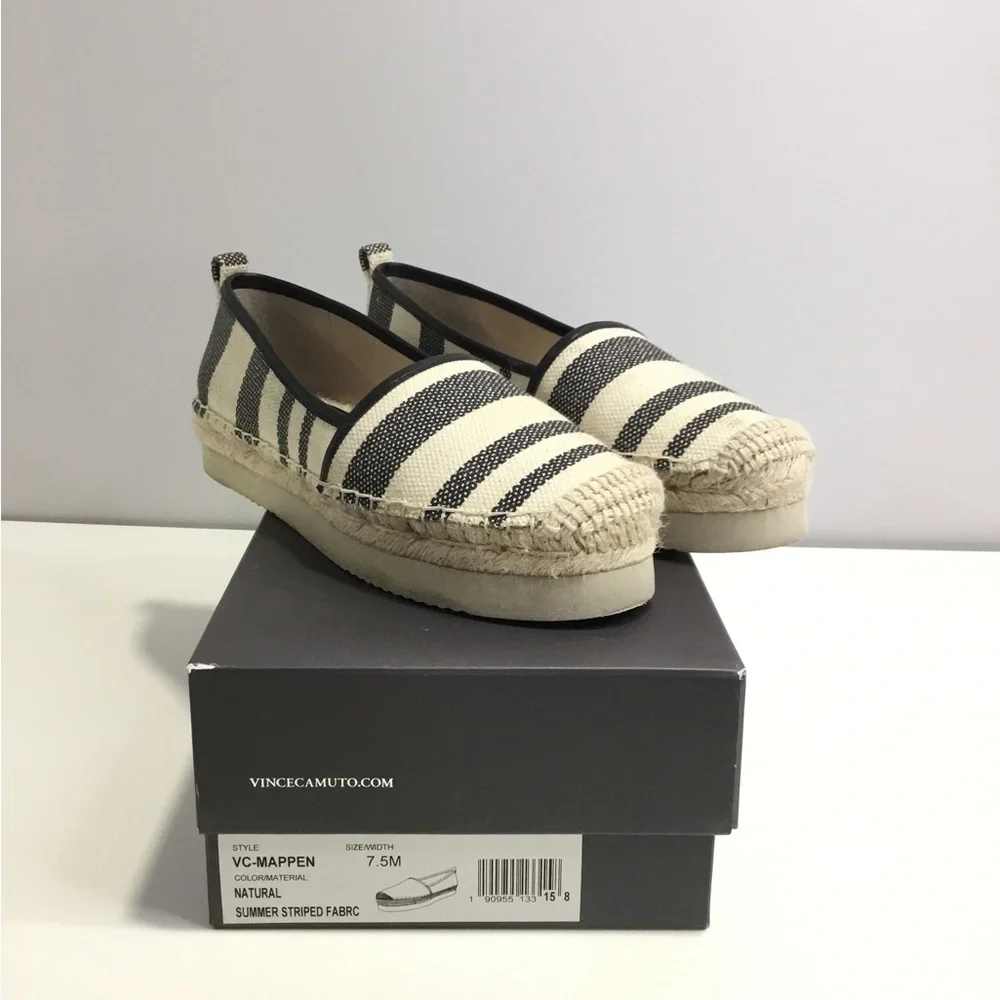 Vince Camuto Black and Cream Espadrilles with Classic Style